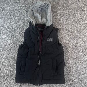 Guess Puffer Vest Kids Large 7 Nylon Hooded Quilted Sleeveless Jacket Winter